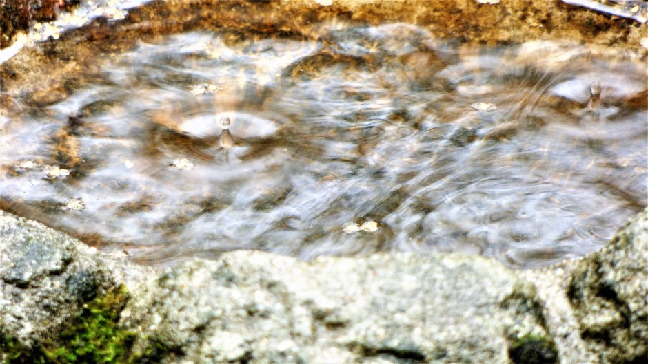 Mooi patroon in het water veroorzaakt door de regen