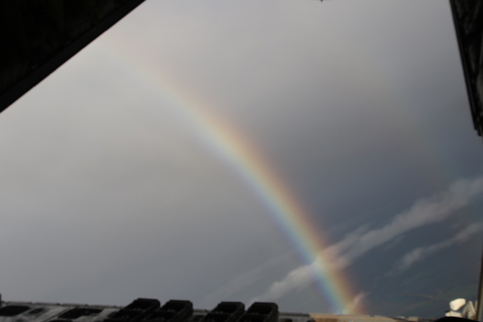 20181110 vanuit een belgische Hercules een regenboog foto gemaakt boven de belgische kust