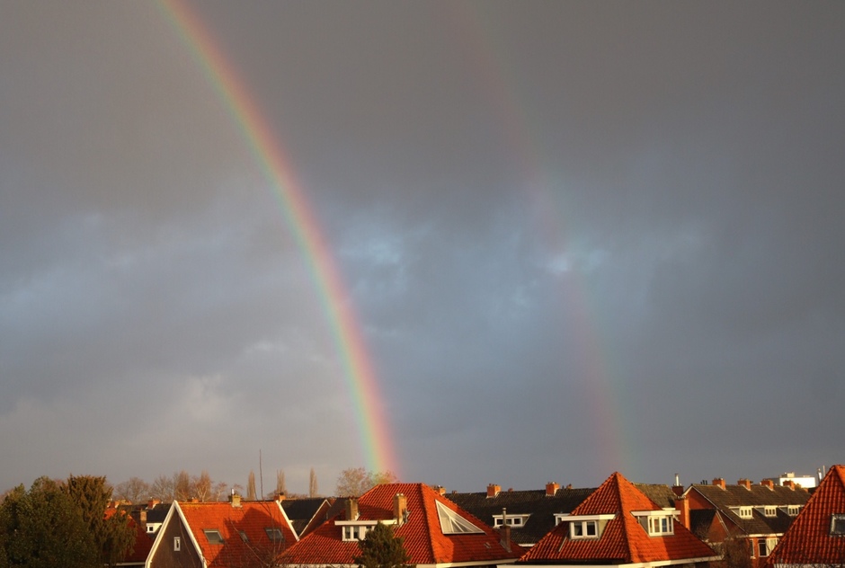 Dubbele regenboog boven Zwolle