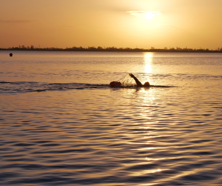 Zwemmen bij zonsopkomst 