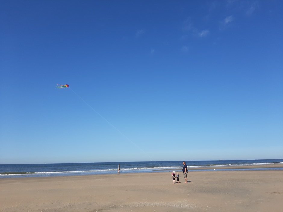 Vliegeren op het strand 