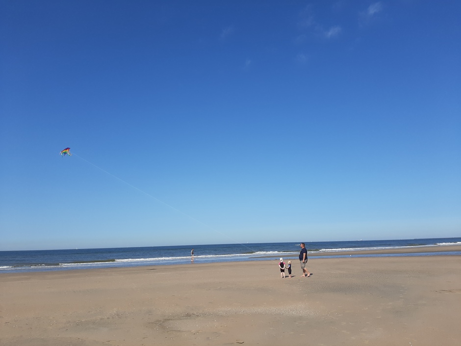 Vliegeren op het strand 