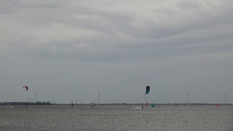 Windsurfers bij Strand Horst