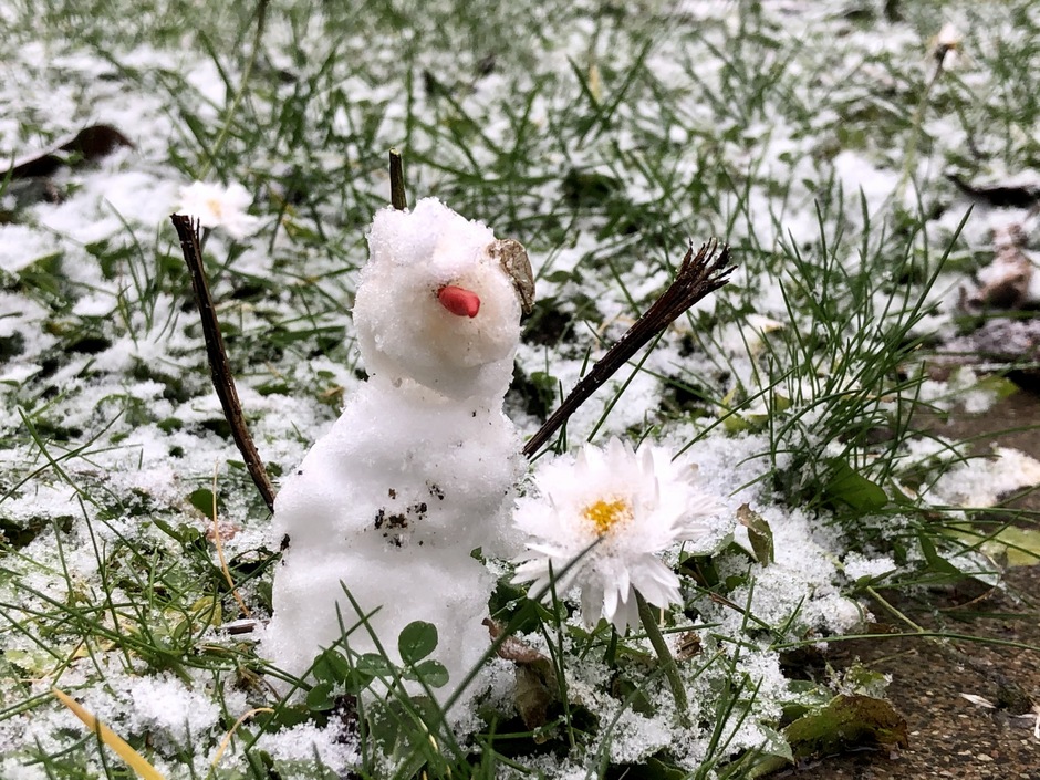 De eerste _mini_sneeuwpop van 2021