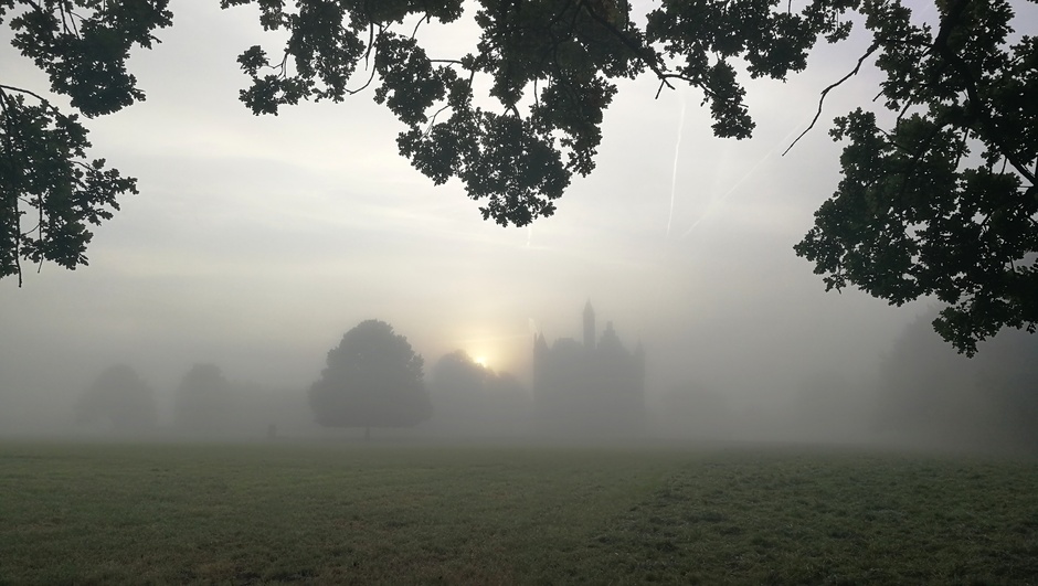 Mist vanmorgen bij kasteel Doornenburg 