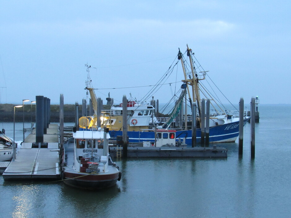 Een grijze start van de dag, lang donker.... de vissersboten zijn binnen