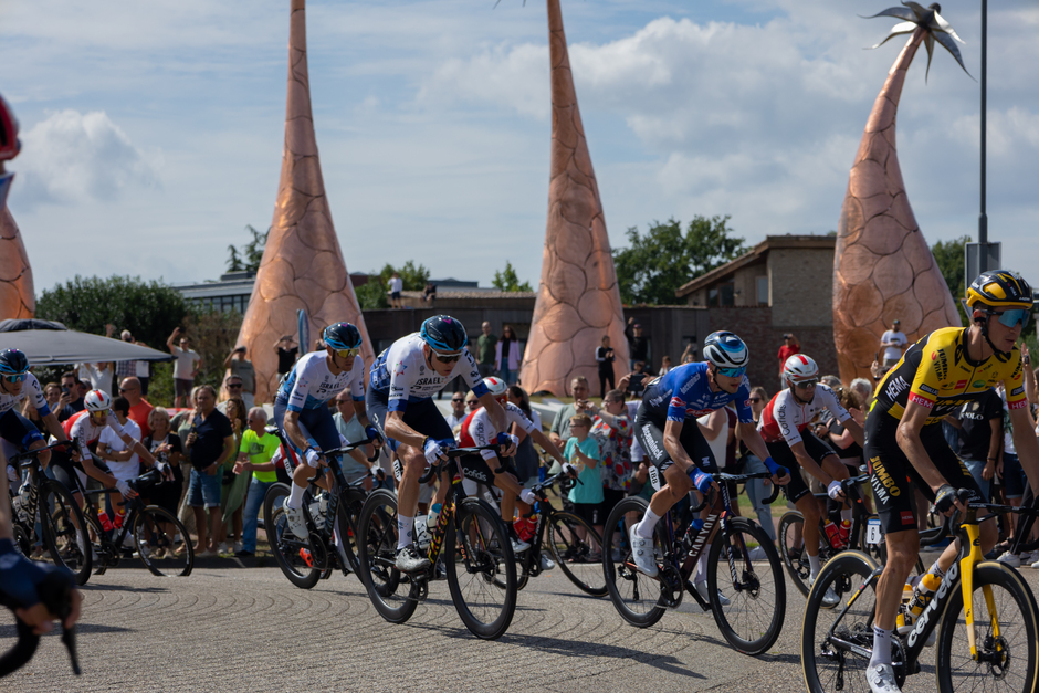 Vuelta peloton passeerde de iconische margrieten in Rijen