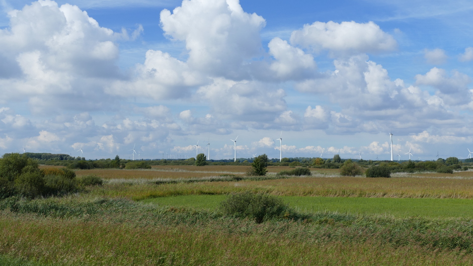 Flevoland zonnig met wolkenvelden 