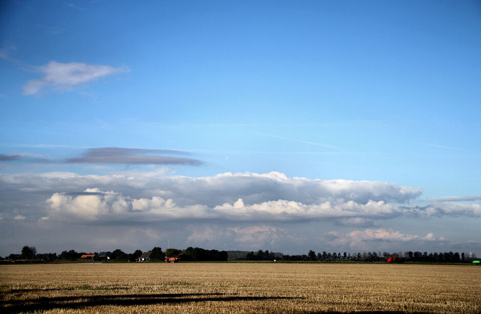 10.00 uur: Zonnig en een mooie wolkenlucht, Colijnsplaat (Zeeland)