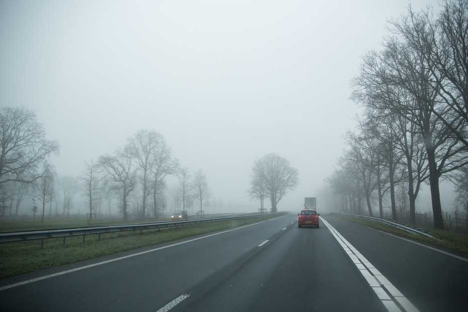 Mist aan de Centrale As nabij Burgum