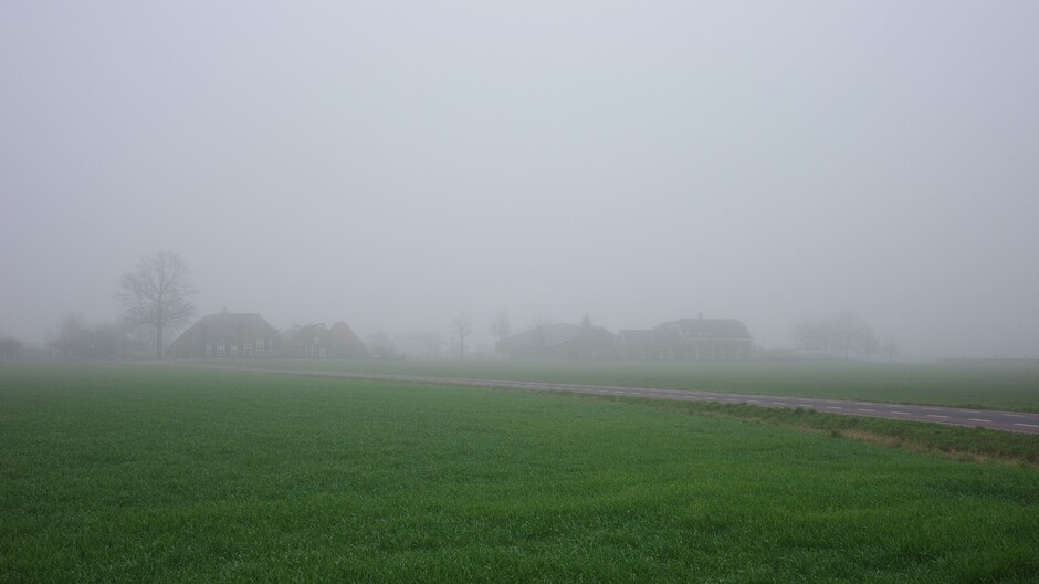 Mist in een verstild landschap 