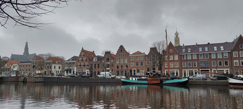 Grijs in Haarlem langs het spaarne.