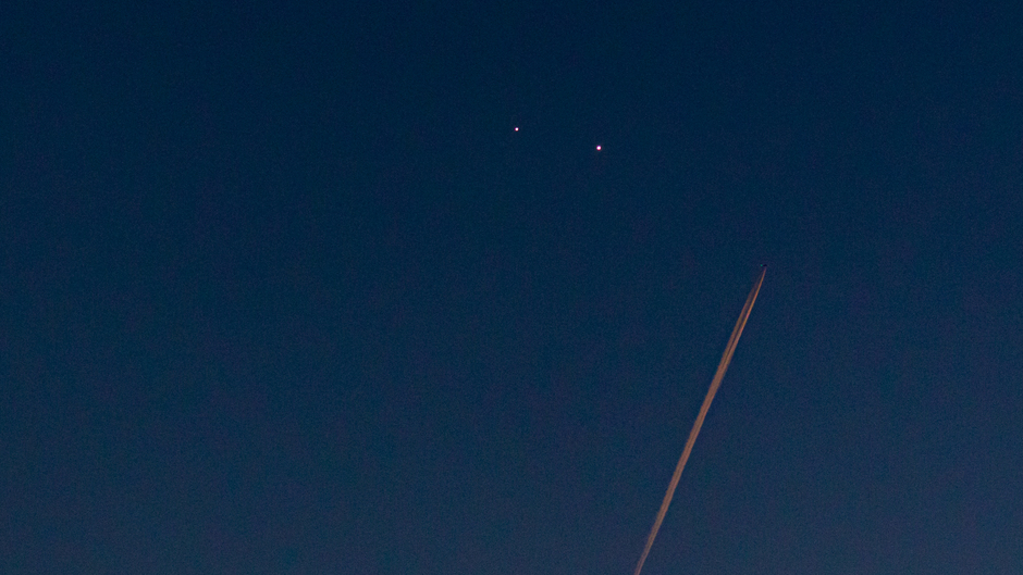 Venus & Jupiter boven Vlieland, 1 maart 18:56 