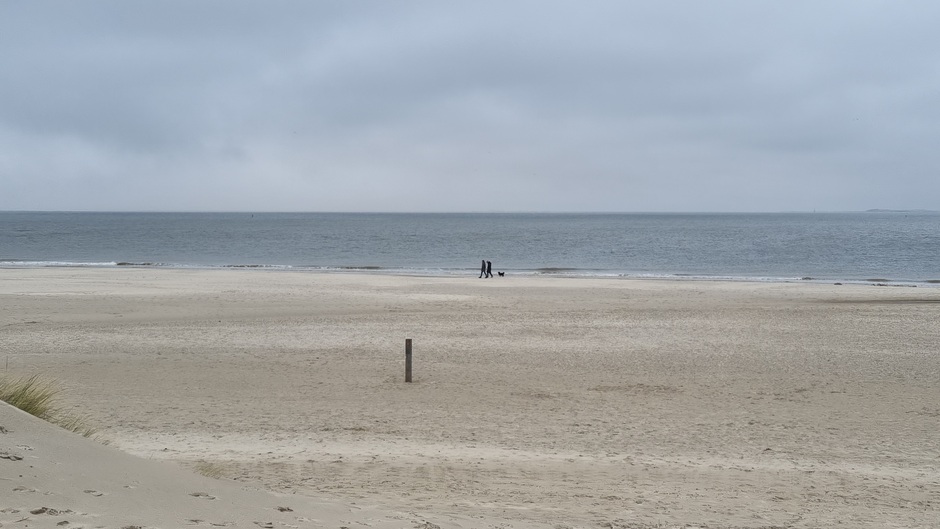Strandwandeling op een grijze dag op Texel