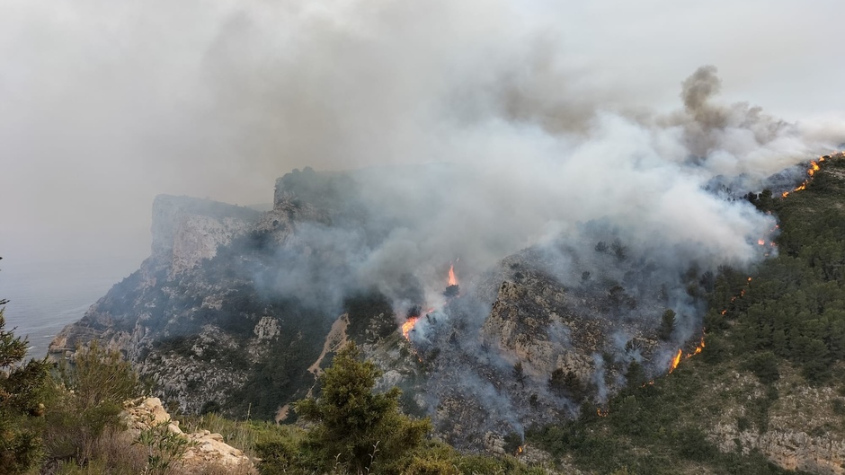 Bosbrand op Cap D'Or bij Moraira 