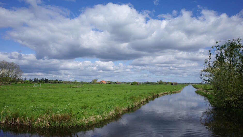 Schitterende wolkenluchten in een polderlandschap 